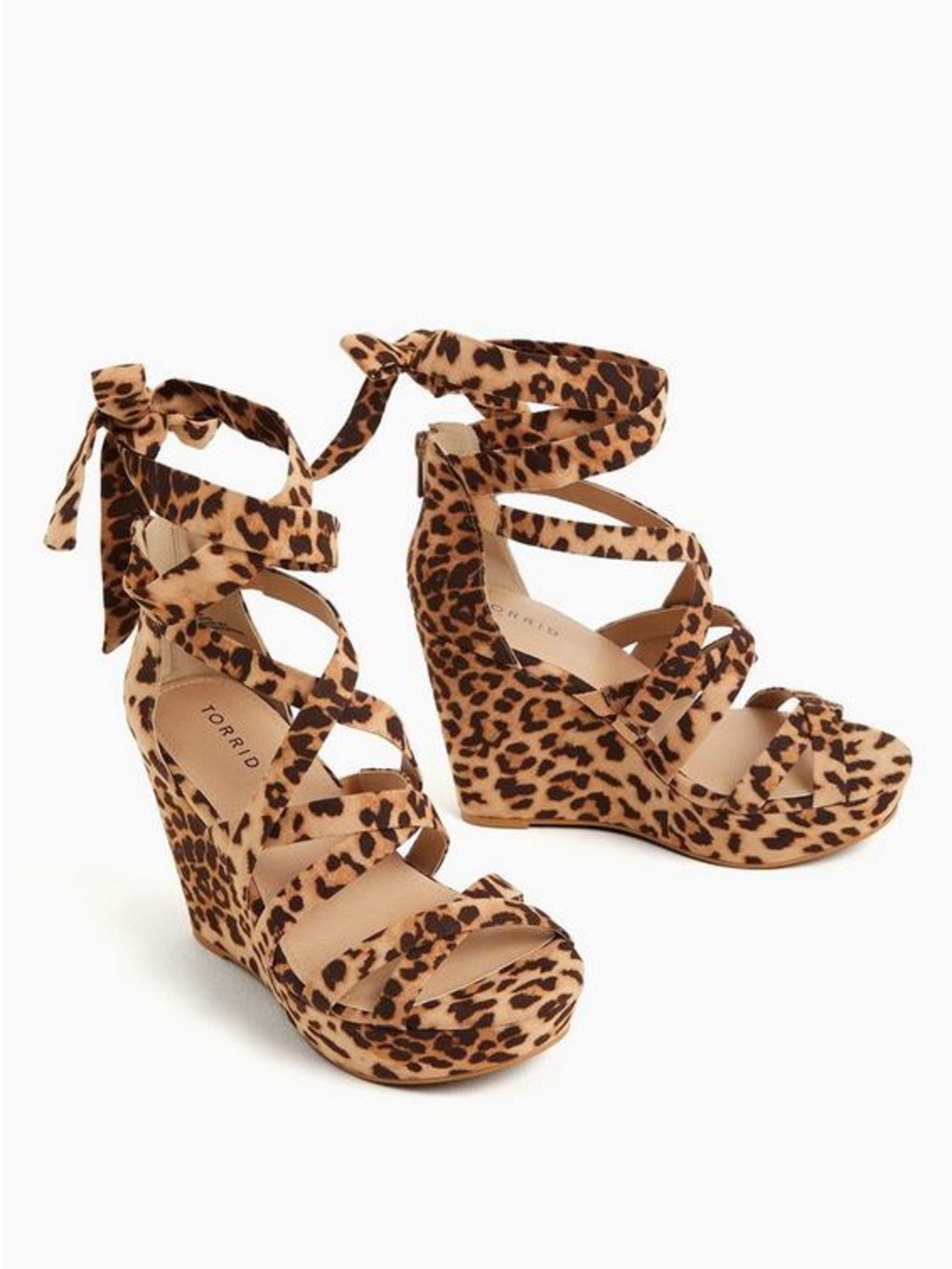 Torrid Leopard Print Lace-Up Heeled Sandals - Brown/Black